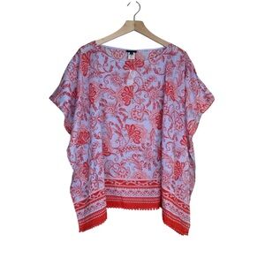 Talbots Women's XS Oversized Cotton Silk Lightweight Poncho Blouse NEW